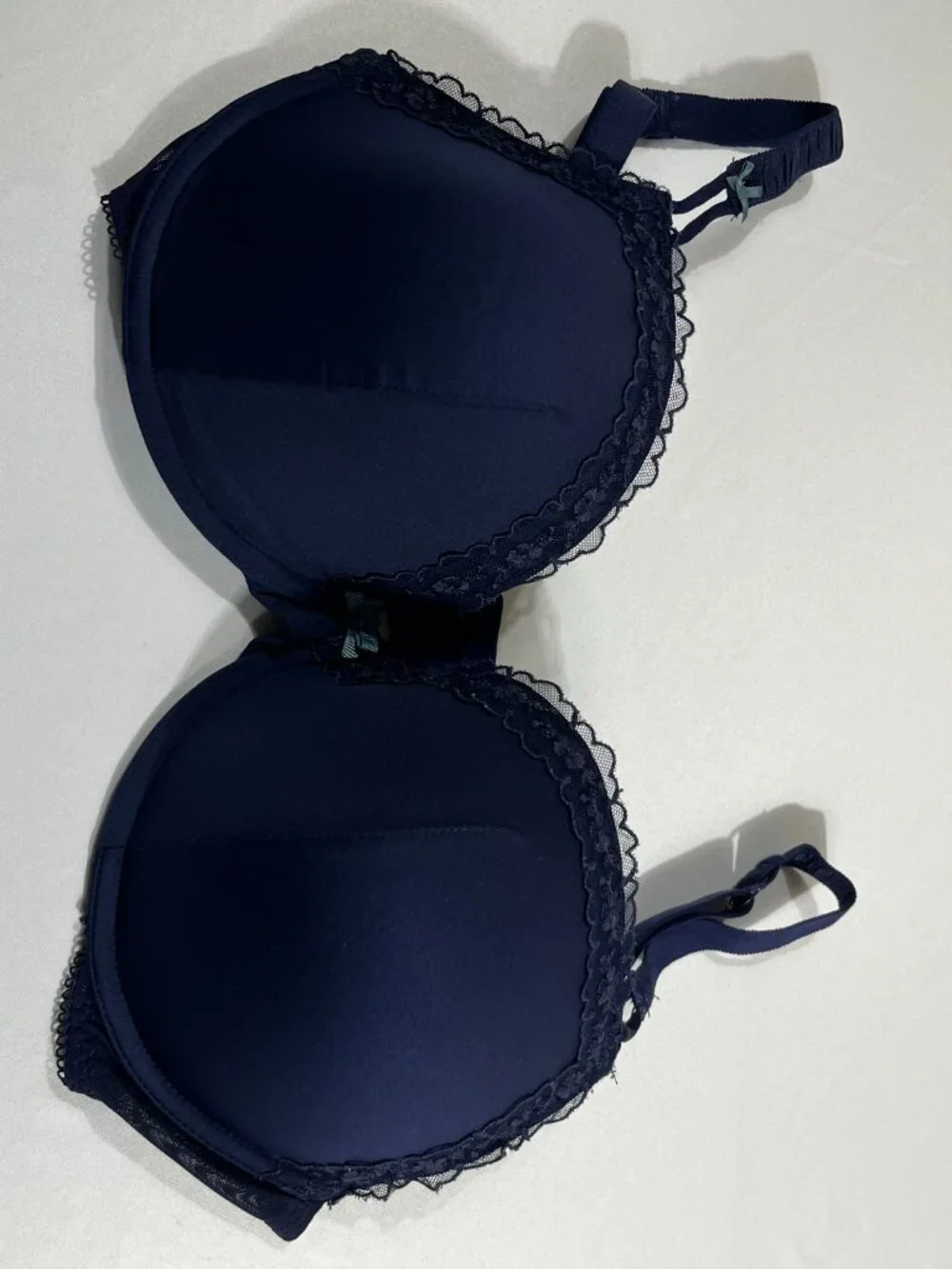 Marks & Spencer Navy Blue Lace Trim Bra & Panty Lingerie Set 36DD / UK‎ 14